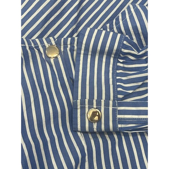 3/4 sleeve striped top gold accents tunic nautical cotton blouse Cottagecore - Picture 6 of 7